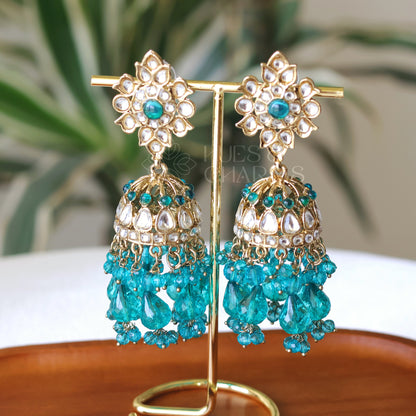 JHUMKA EARRINGS - TEAL