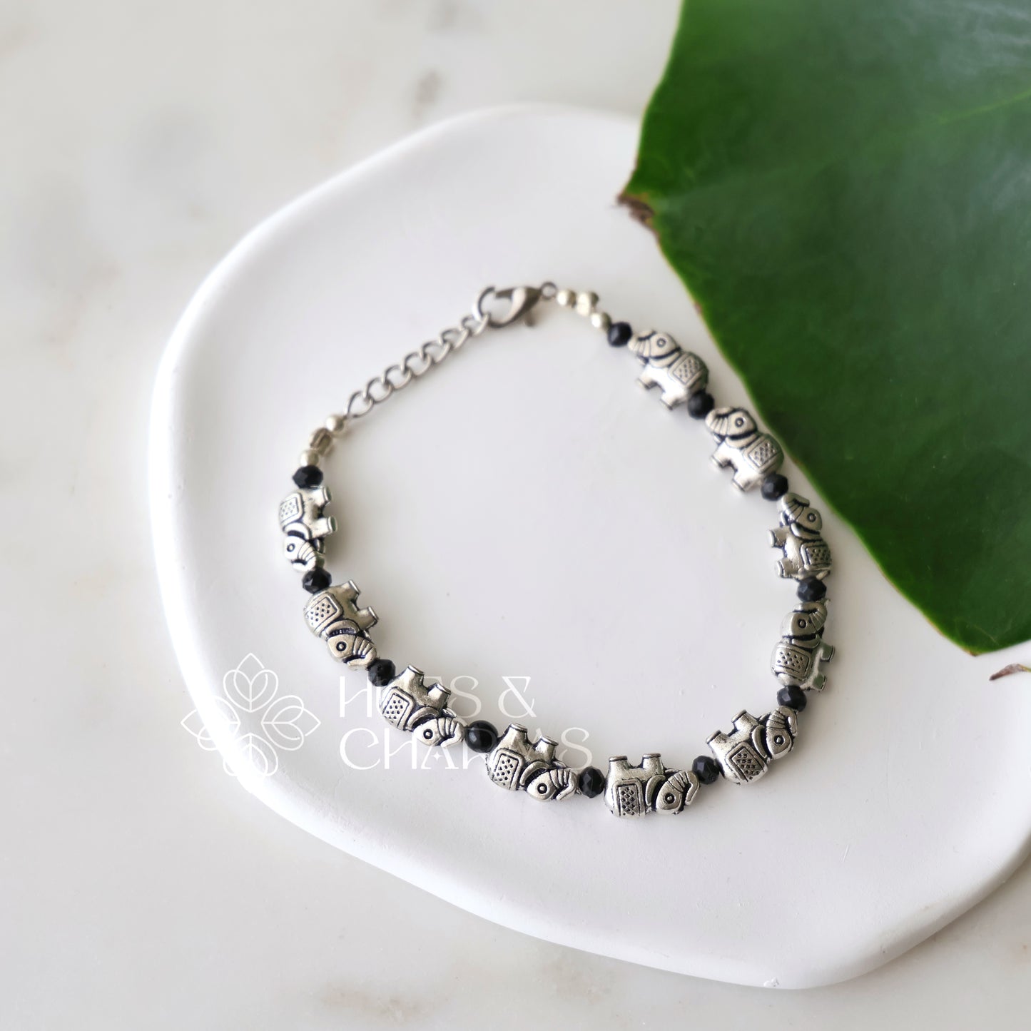 OXIDISED MOTIF AND BEADS ADJUSTABLE BRACELET (OPTIONS AVAILABLE)