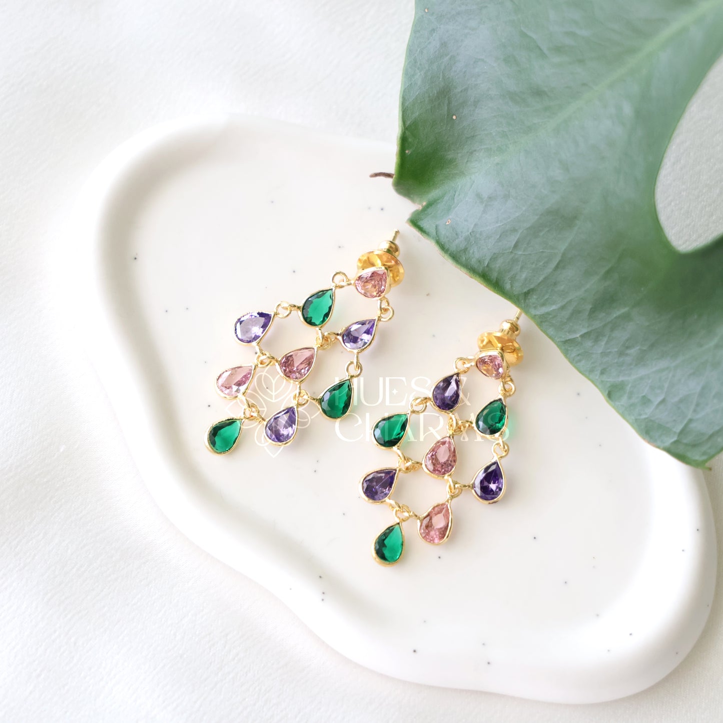 GLOSSY MULTICOLOUR AURORA DROPS EARRING (COLOURS AVAILABLE)