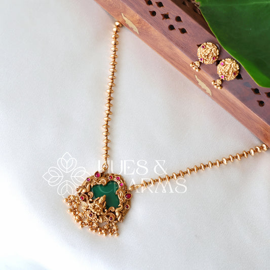 GOLDEN  PADMA LAKSHMI PENDANT NECKLACE SET