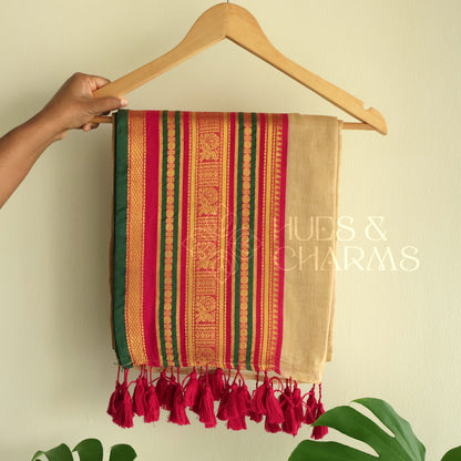 PURE MUL COTTON SAREE- PAVITHRAM (MUD WHITE)