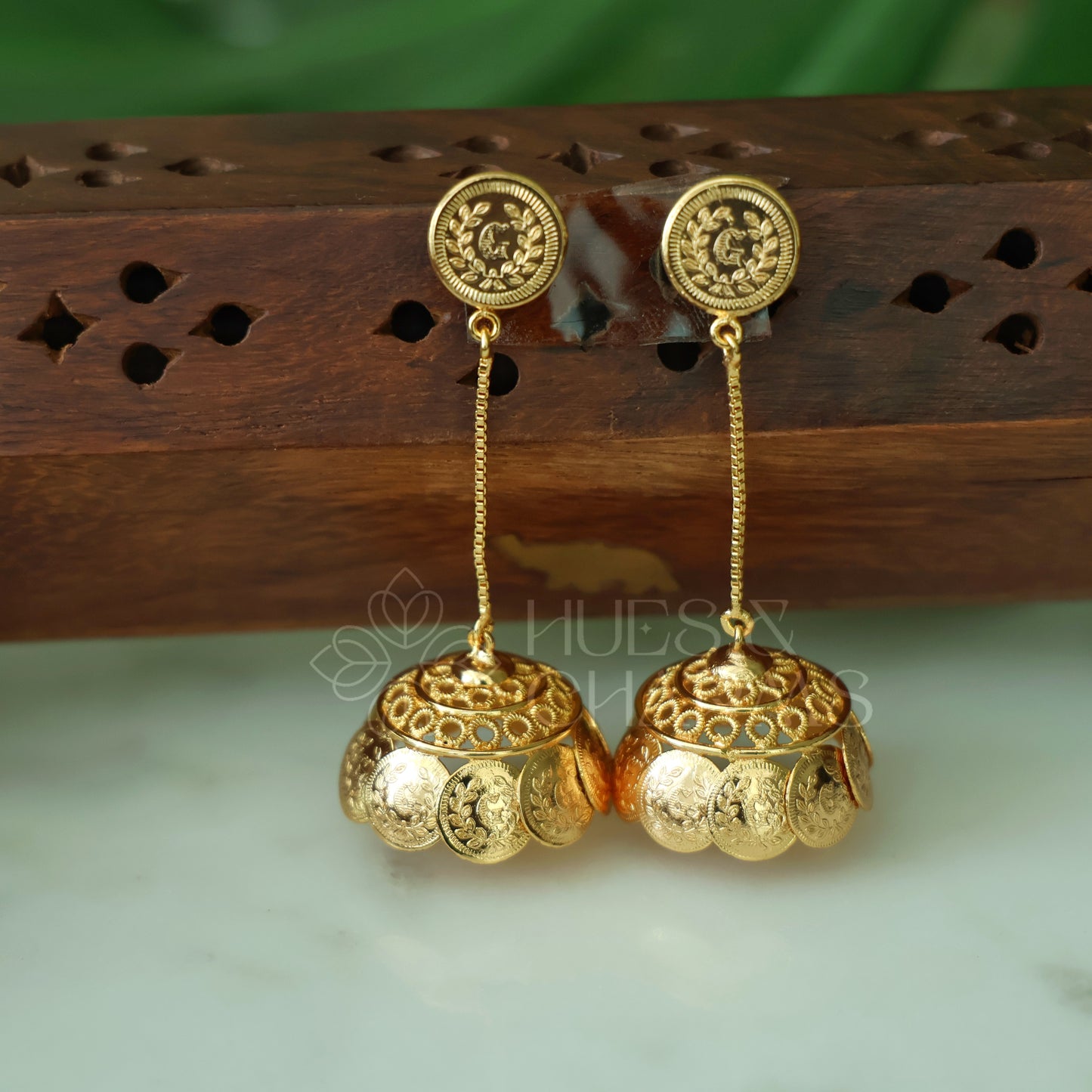 GOLDEN TARANGINI COIN JHUMKA (NON IDOL VERSION) | GOLD PLATED