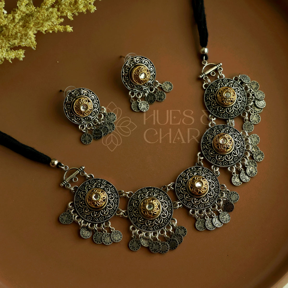 KASHISH DUAL TONE OXIDISED NECKLACE SET
