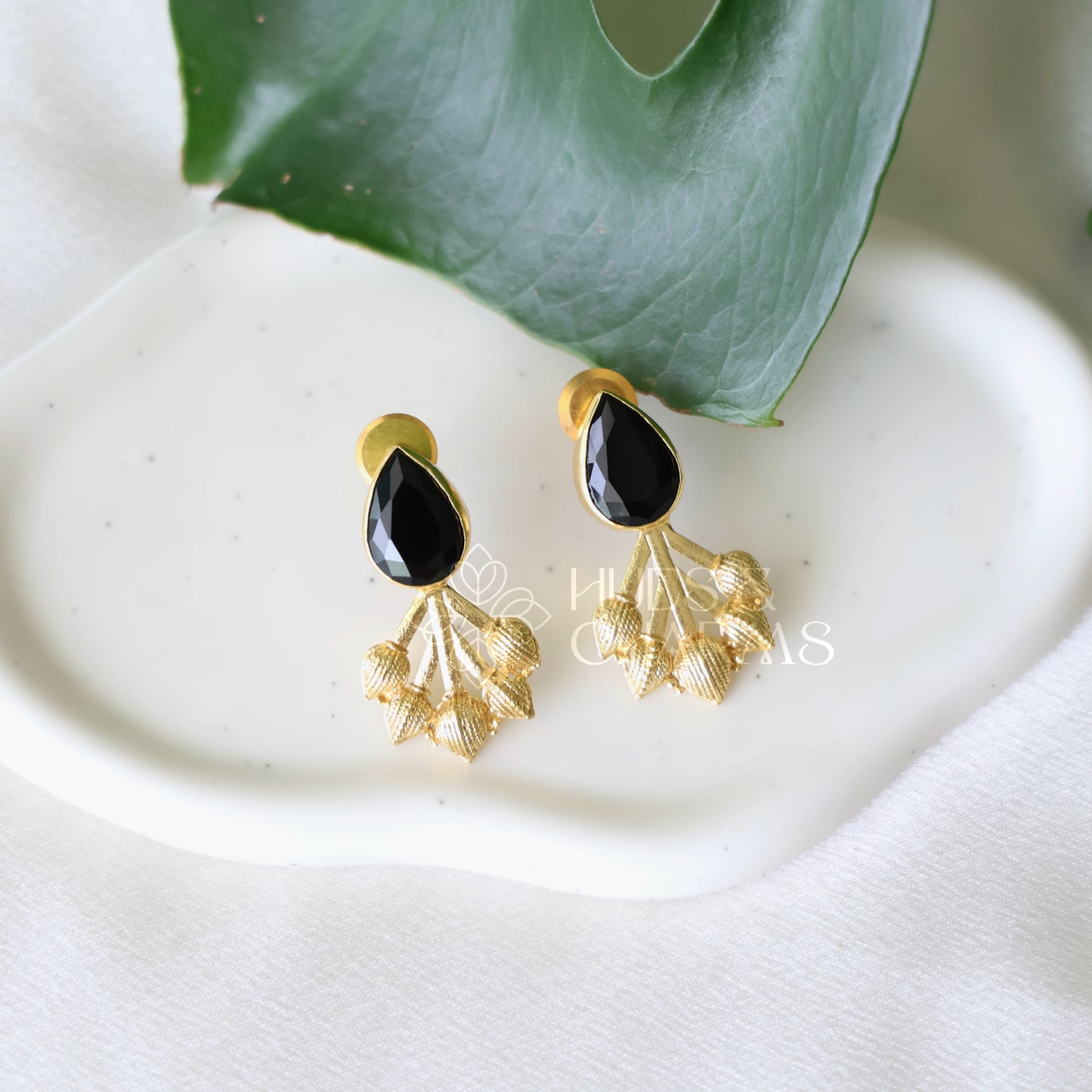 GOLDEN GLOSSY LOTUS BUD STUD EARRINGS (COLOURS AVAILABLE)