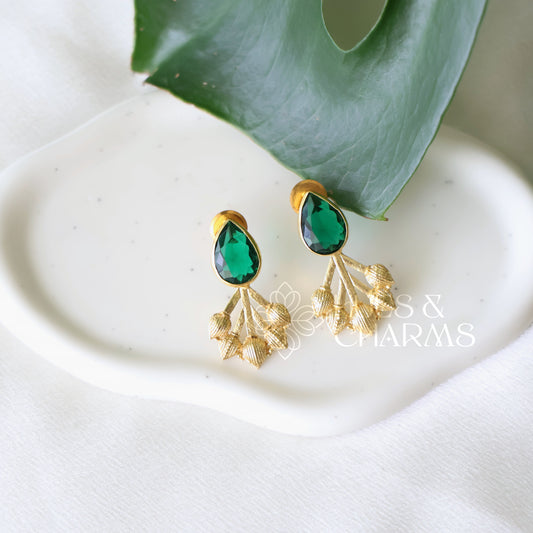 GOLDEN GLOSSY LOTUS BUD STUD EARRINGS (COLOURS AVAILABLE)