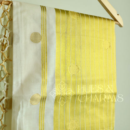 KERALA SIGNATURE KASAVU HANDLOOM POLKA SAREE