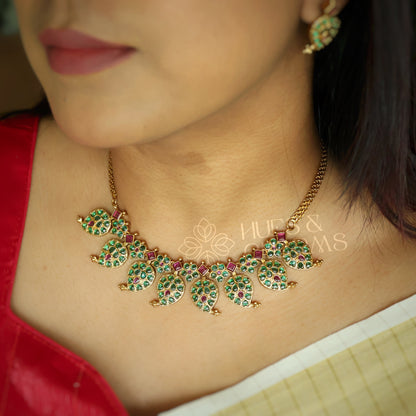 TRADITIONAL KEMP MANGO MOTIF NECKLACE SET | Premium jewellery