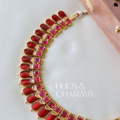 GOLDEN PALAKKA RATNAM NECKLACE SET (COLOURS AVAILABLE)