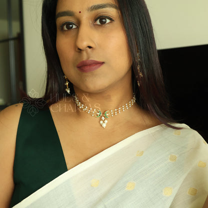 PEARL LAYERED JADAU CHANDRÉ CHOKER SET |PREMIUM JEWELLERY (Colours available)