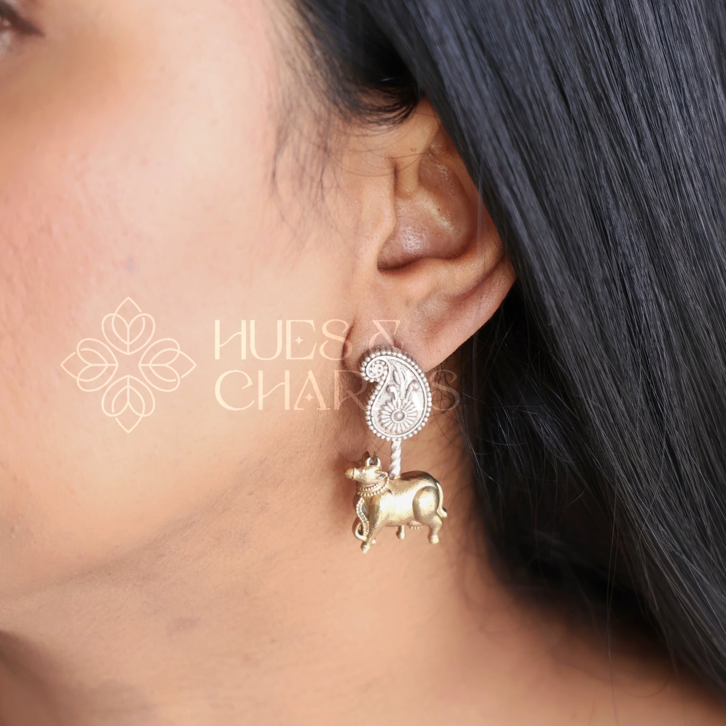 OXIDIZED DUAL TONE NANDI EARRINGS