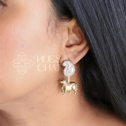 OXIDIZED DUAL TONE NANDI EARRINGS