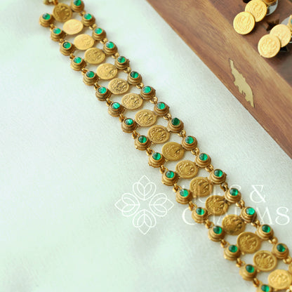 GOLDEN AISHWARYA KASU LAKSHMI CHOKER SET (Colours available)