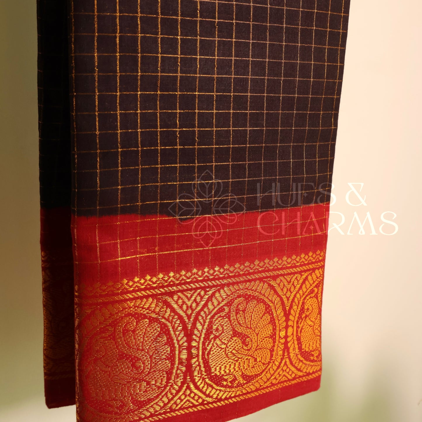 MADURAI SUNGUDI SAREE (Black and red)