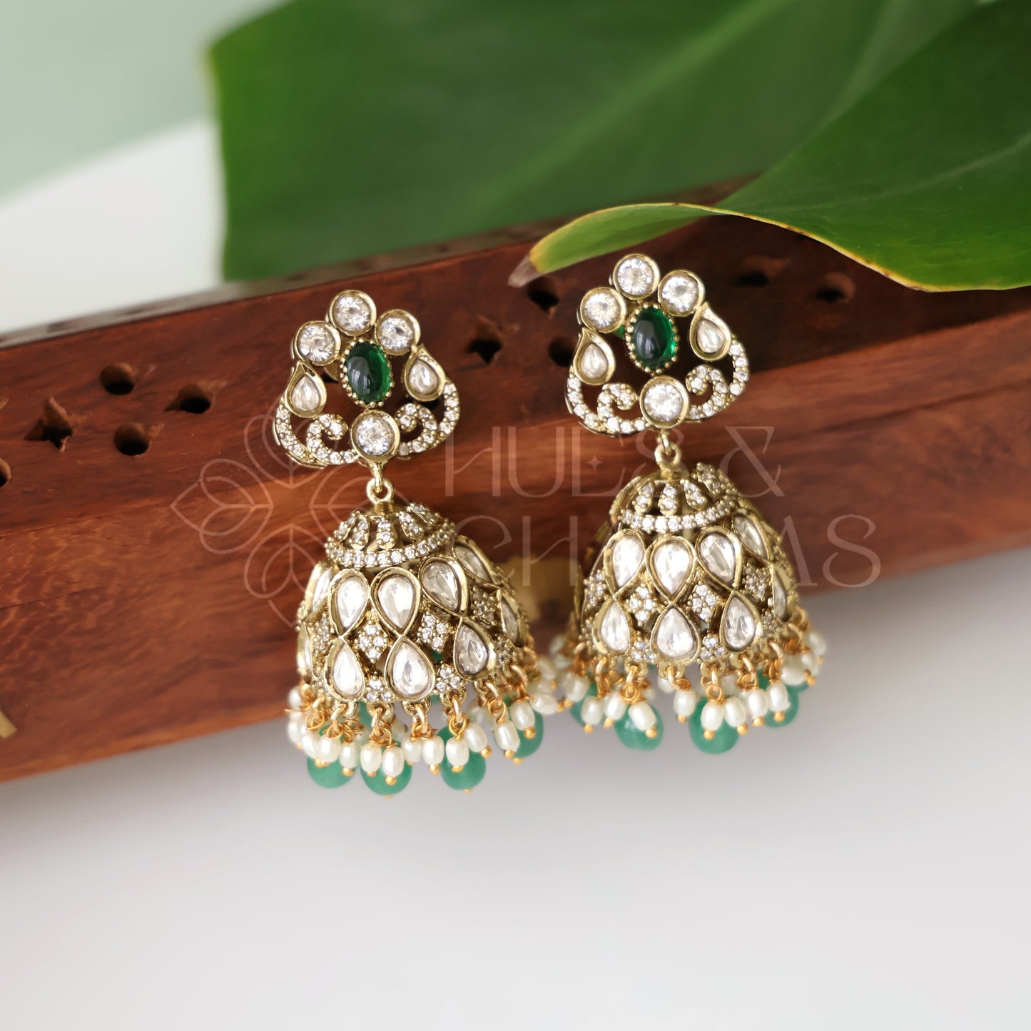 VYRA VICTORIAN EMERALD JHUMKA| PREMIUM JEWELLERY