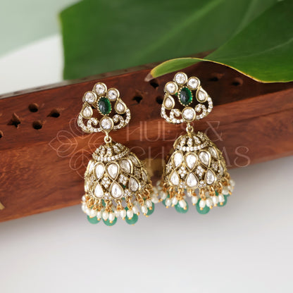 VYRA VICTORIAN EMERALD JHUMKA| PREMIUM JEWELLERY