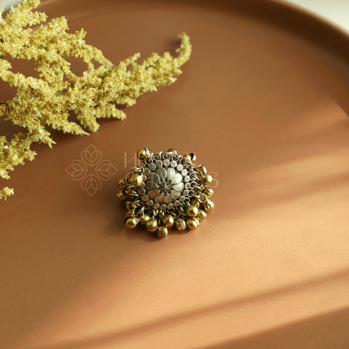 OXIDIZED DUAL TONE STATEMENT GHUNGAROO RING