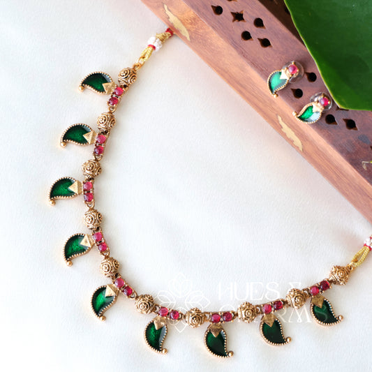 TRADITIONAL PALAKKA VAIDEHI NECKLACE SET (Colours available)