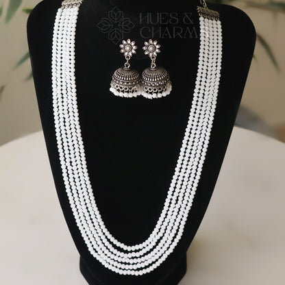 OXIDIZED LAYER NECKLACE SET - WHITE