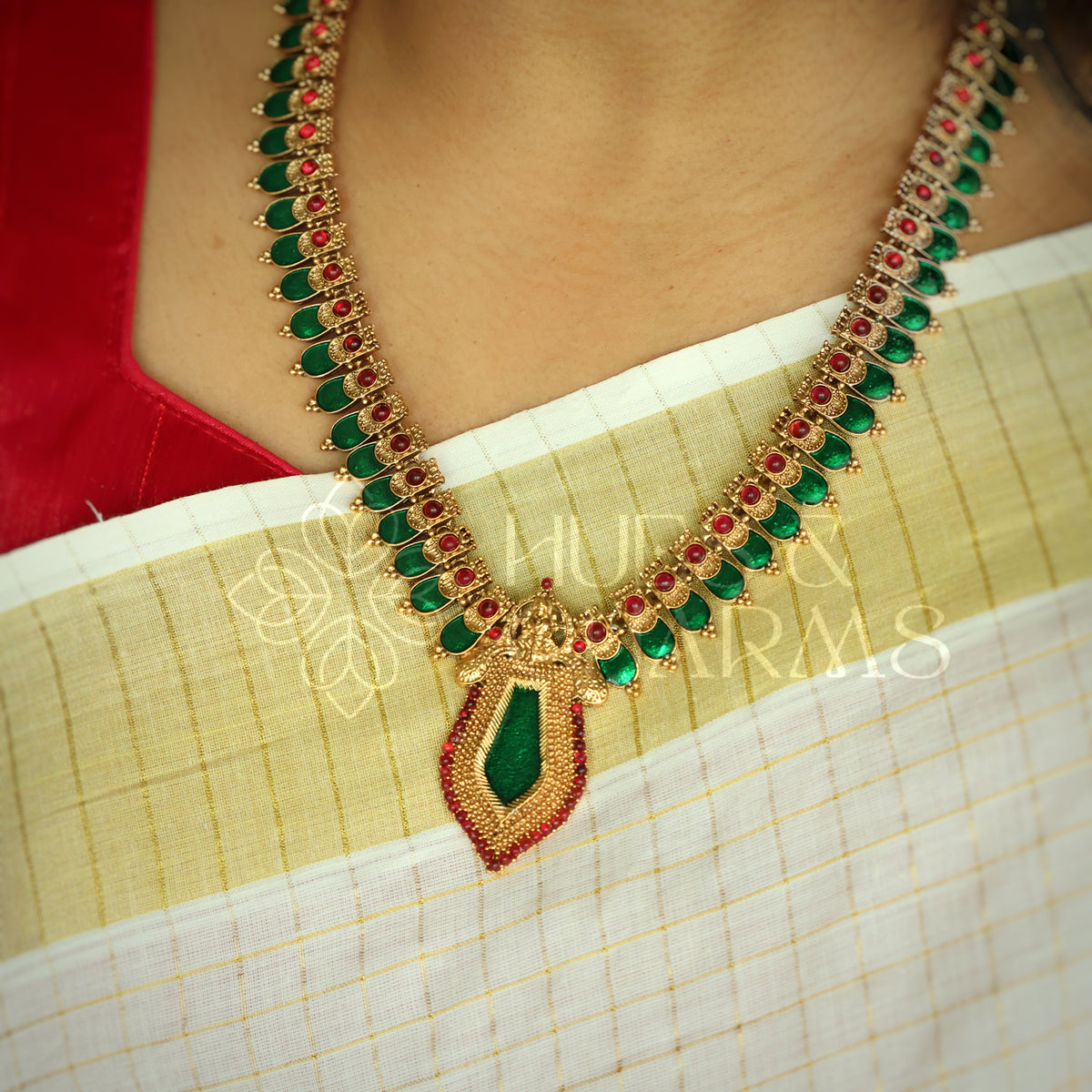 GOLDEN PALAKKA LAKSHMI HARAM SET (Colours available)