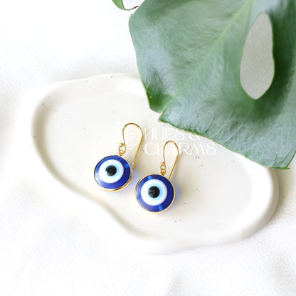 GOLDEN EVIL EYE DROP EARRINGS