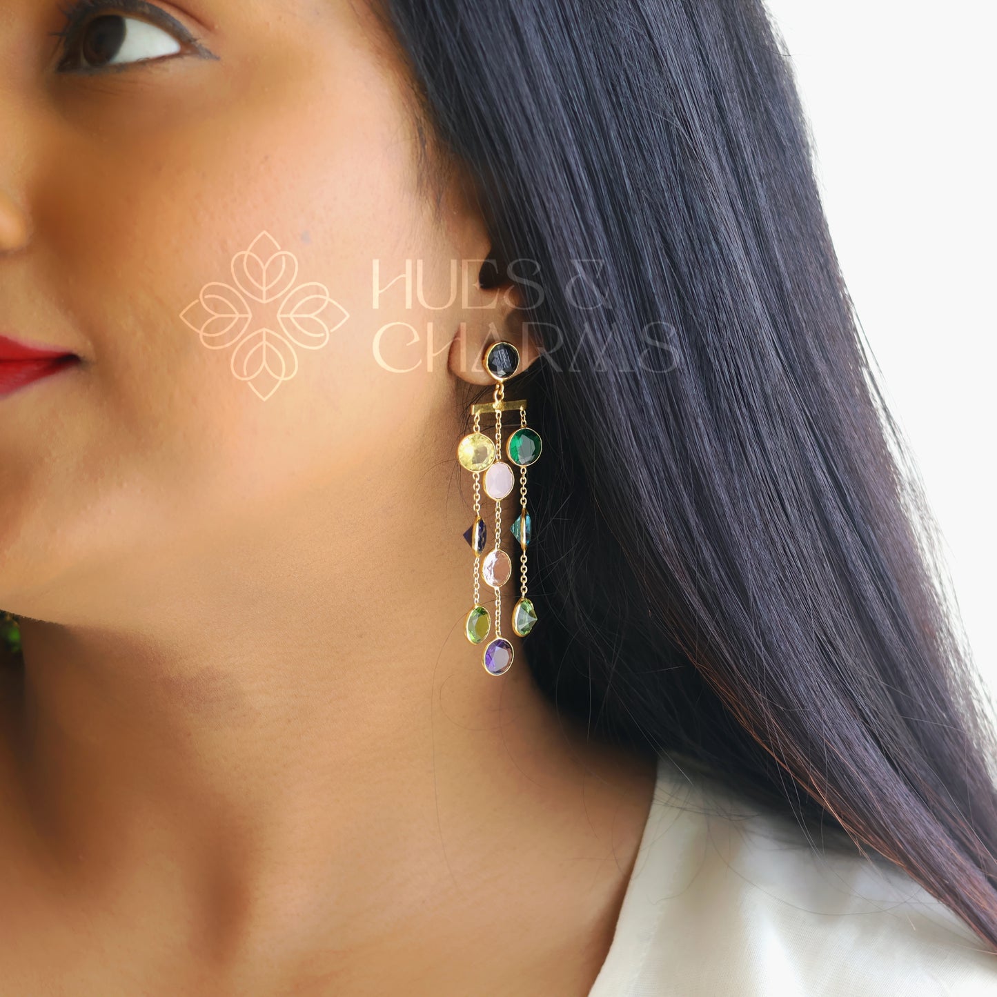 GLOSSY 3 LAYER MULTICOLOUR STATEMENT EARRING (COLOURS AVAILABLE)