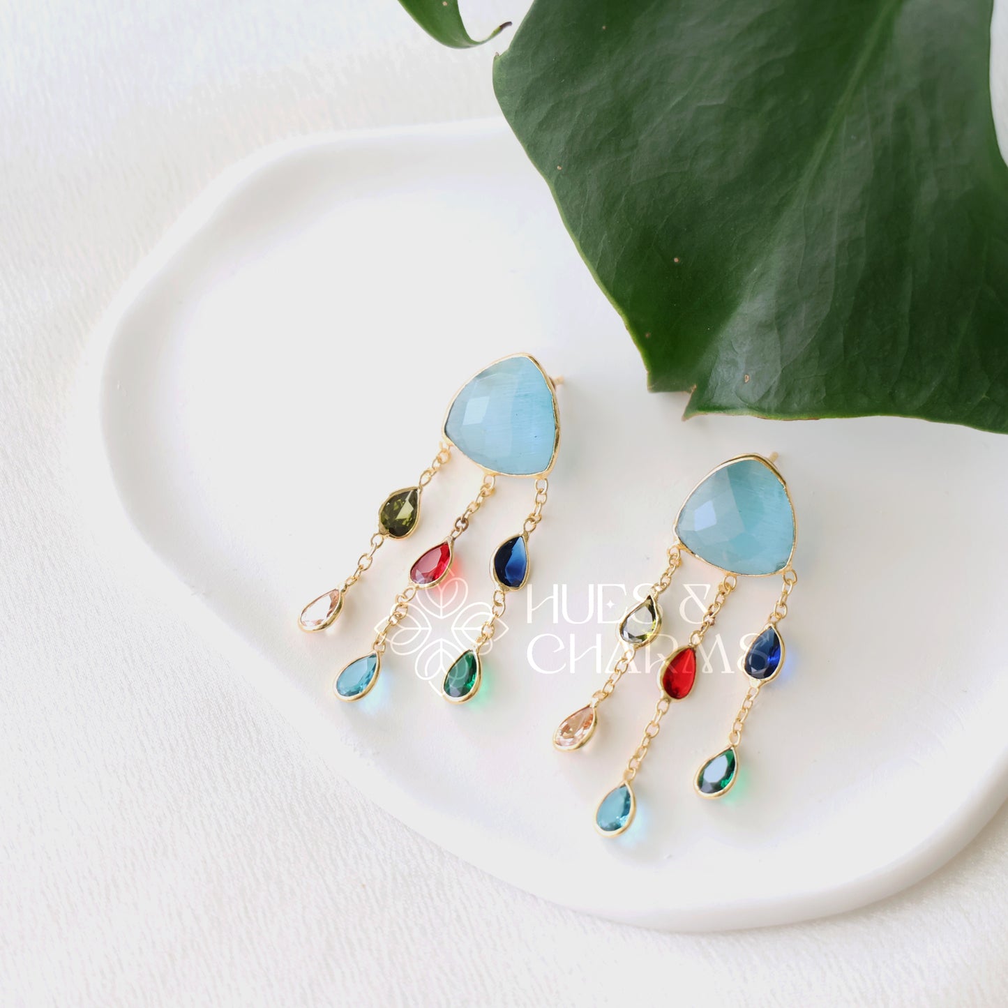 GLOSSY 3 LAYER MULTICOLOUR STATEMENT EARRING (COLOURS AVAILABLE)