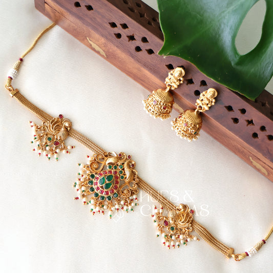 GOLDEN MAYURI CHOKER NECKLACE SET