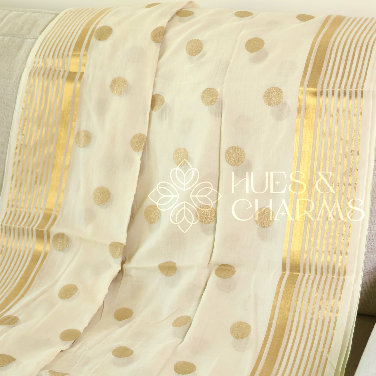 PURE MUL COTTON  POLKA SAREE- MALLIKA