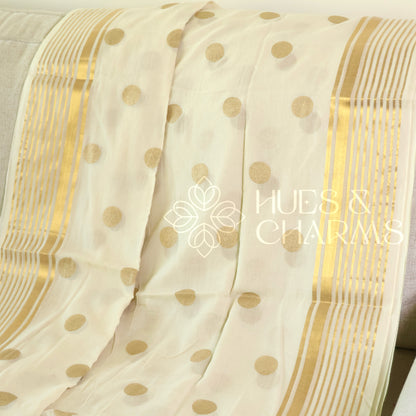 PURE MUL COTTON  POLKA SAREE- MALLIKA