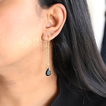 GOLDEN NEEDLE AND THREAD GLOSSY DROP EARRINGS (COLOURS AVAILABLE)