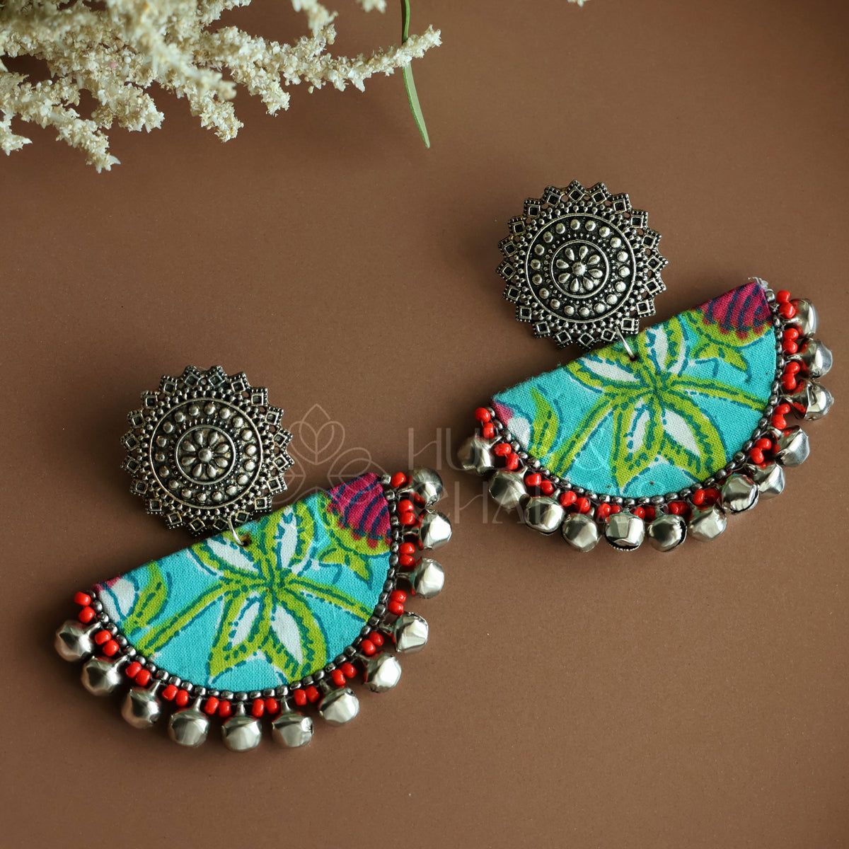 RANGOLI STATEMENT FABRIC EARRINGS (Colours available)