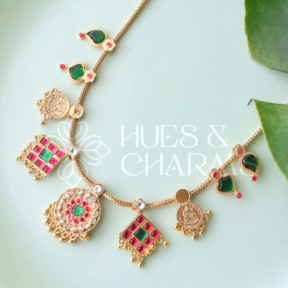 TRADITIONAL STATEMENT PALAKKA AND KASHU COIN FUSION NECKLACE | GOLD PLATED