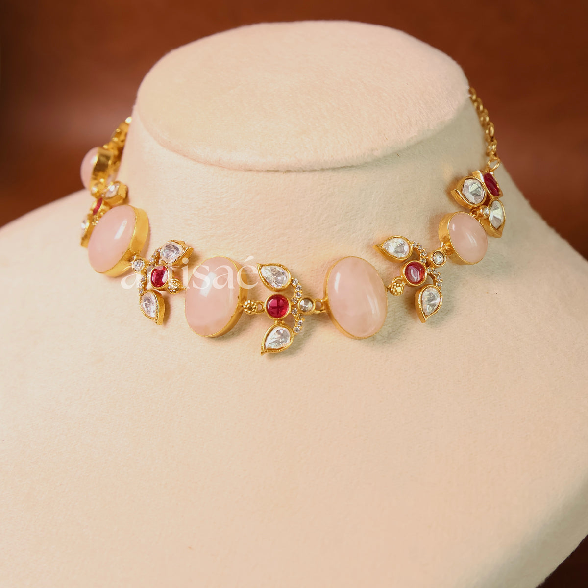 ZÉLIA NATURAL STONE CHOKER SET - ROSE QUARTZ