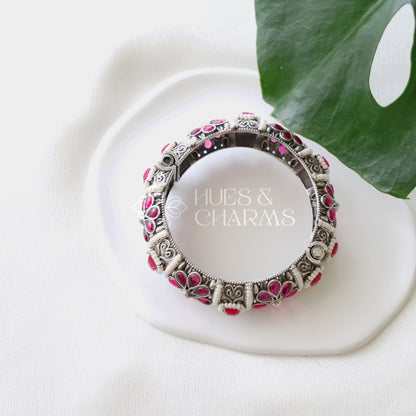 OXIDIZED FLORA SCREW KADA BANGLES(Colours available)