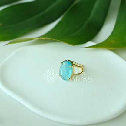GLOSSY MIXED-CUT  ADJUSTABLE RING (Multiple shapes & colours available)