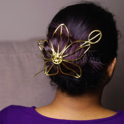 GOLDEN LOTUS PETAL HAIR BUN CAGE