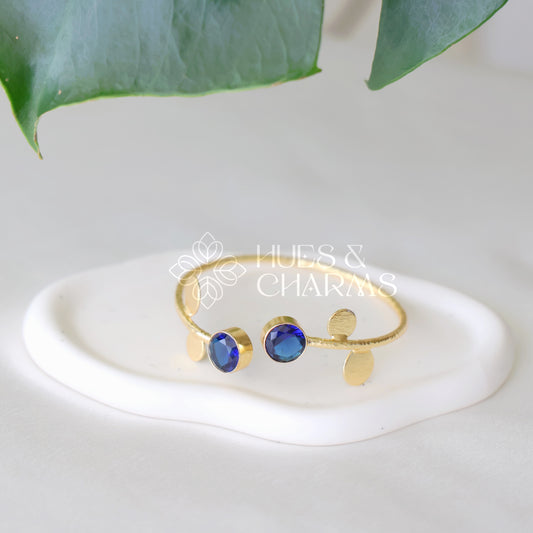 TEXTURED 2 STONE ADJUSTABLE GLOSSY BANGLE (COLOURS AVAILABLE)