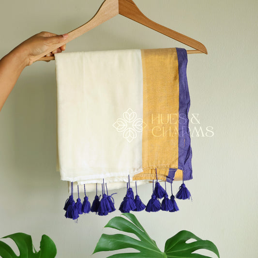 PURE MUL COTTON SAREE  - NEELATHAMARA (OFFWHITE)