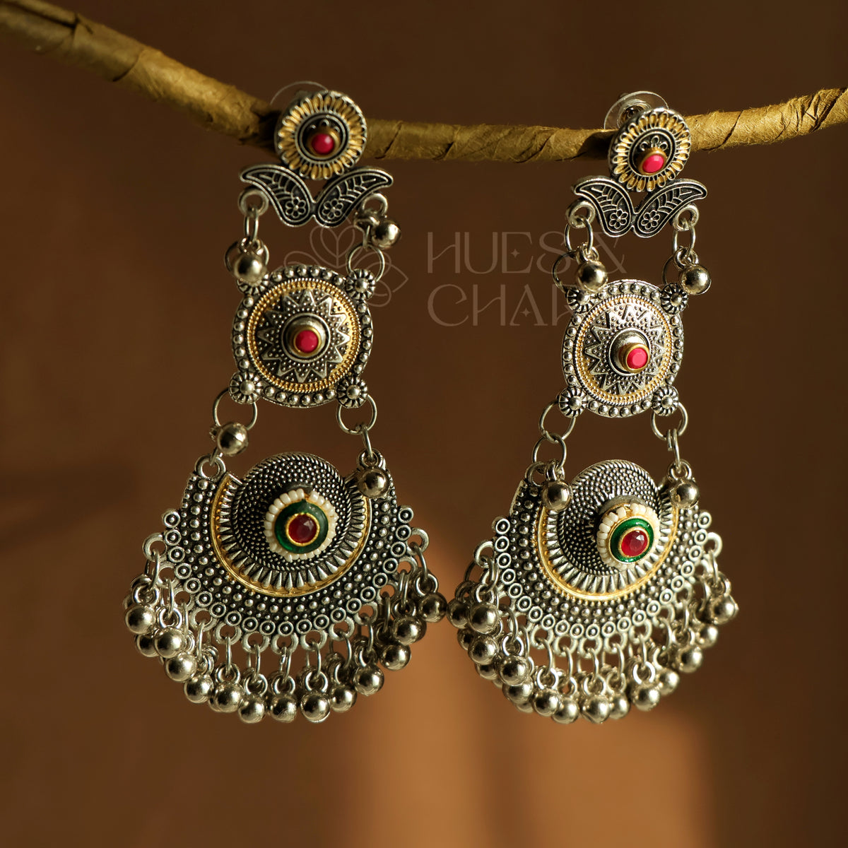 OXIDIZED DUAL TONE TARINI EARRINGS