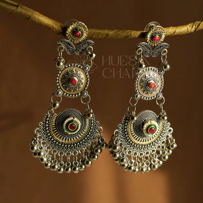 OXIDIZED DUAL TONE TARINI EARRINGS