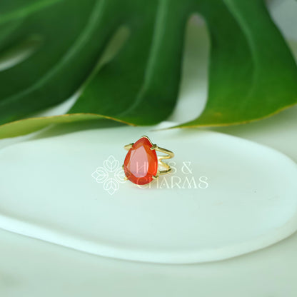 GLOSSY MIXED-CUT  ADJUSTABLE RING (Multiple shapes & colours available)