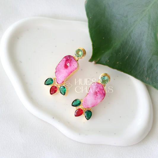 GOLDEN EIRA AGATE DROP EARRINGS (COLOURS AVAILABLE)
