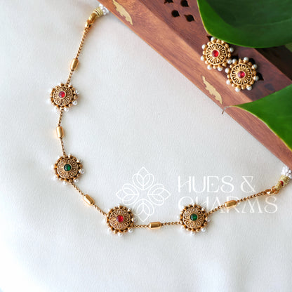 GOLDEN SIMPLE CHAKRA MOTIF NECKLACE SET
