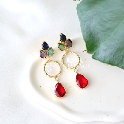 GOLDEN GLOSSY STARLIT DROPS EARRING (COLOURS AVAILABLE)