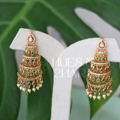 GOLDEN AD STEP JHUMKA| PREMIUM JEWELLERY