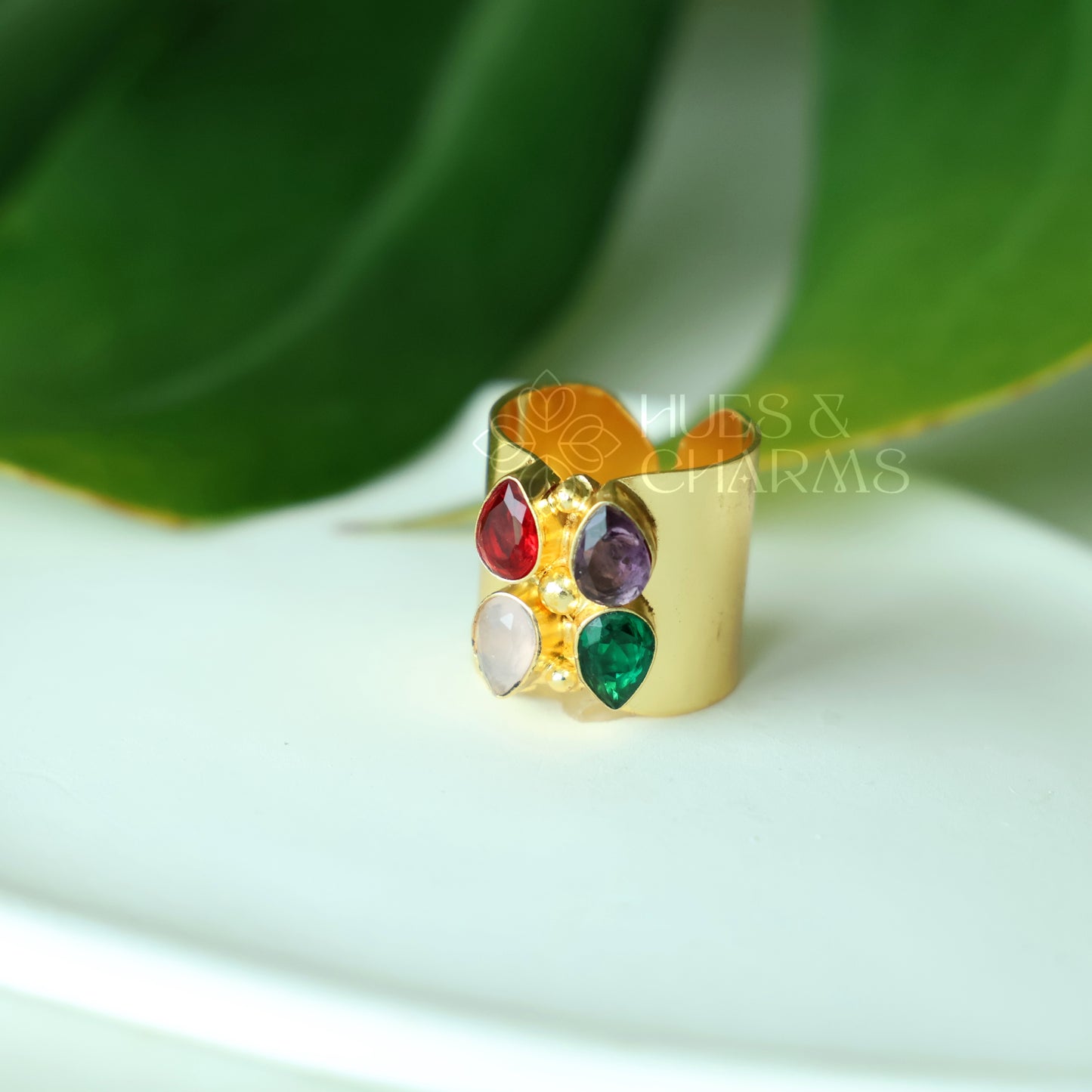 GLOSSY STATEMENT BLOOM AURA ADJUSTABLE RING (COLOURS AVAILABLE)