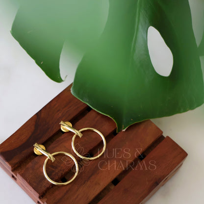 GOLDEN TWIST HOOP DANGLER EARRINGS