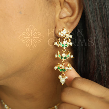 PEARL LAYERED JADAU CHANDRÉ CHOKER SET |PREMIUM JEWELLERY (Colours available)