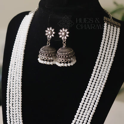 OXIDIZED LAYER NECKLACE SET - WHITE