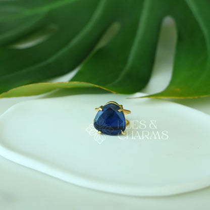 GLOSSY MIXED-CUT  ADJUSTABLE RING (Multiple shapes & colours available)